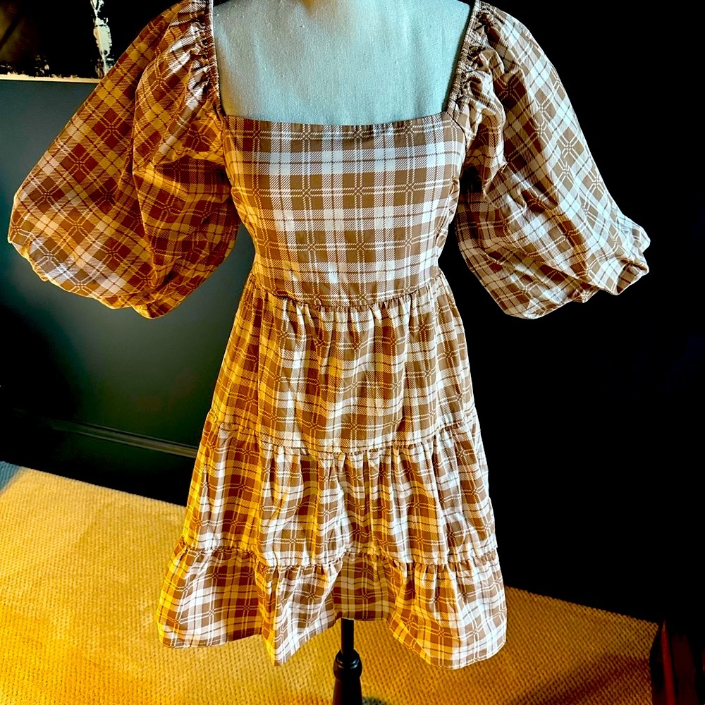 Faithfull the Brand Eryn Plaid Tiered minidress Lori check print